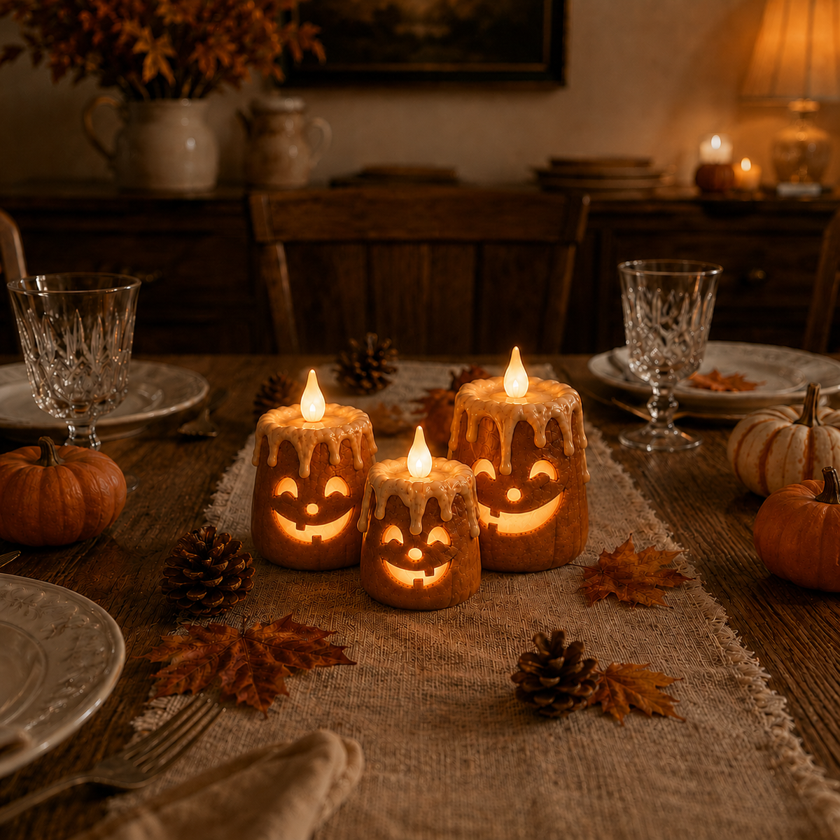 Lighted Autumn Pumpkin Candle Set – Ventayo