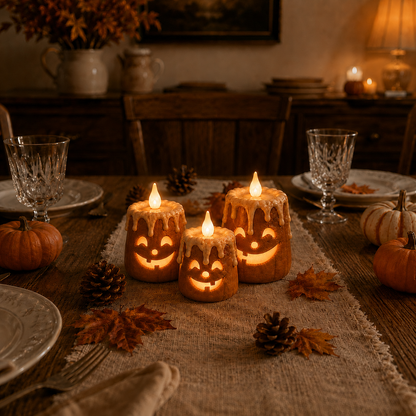 Lighted Autumn Pumpkin Candle Set – Ventayo