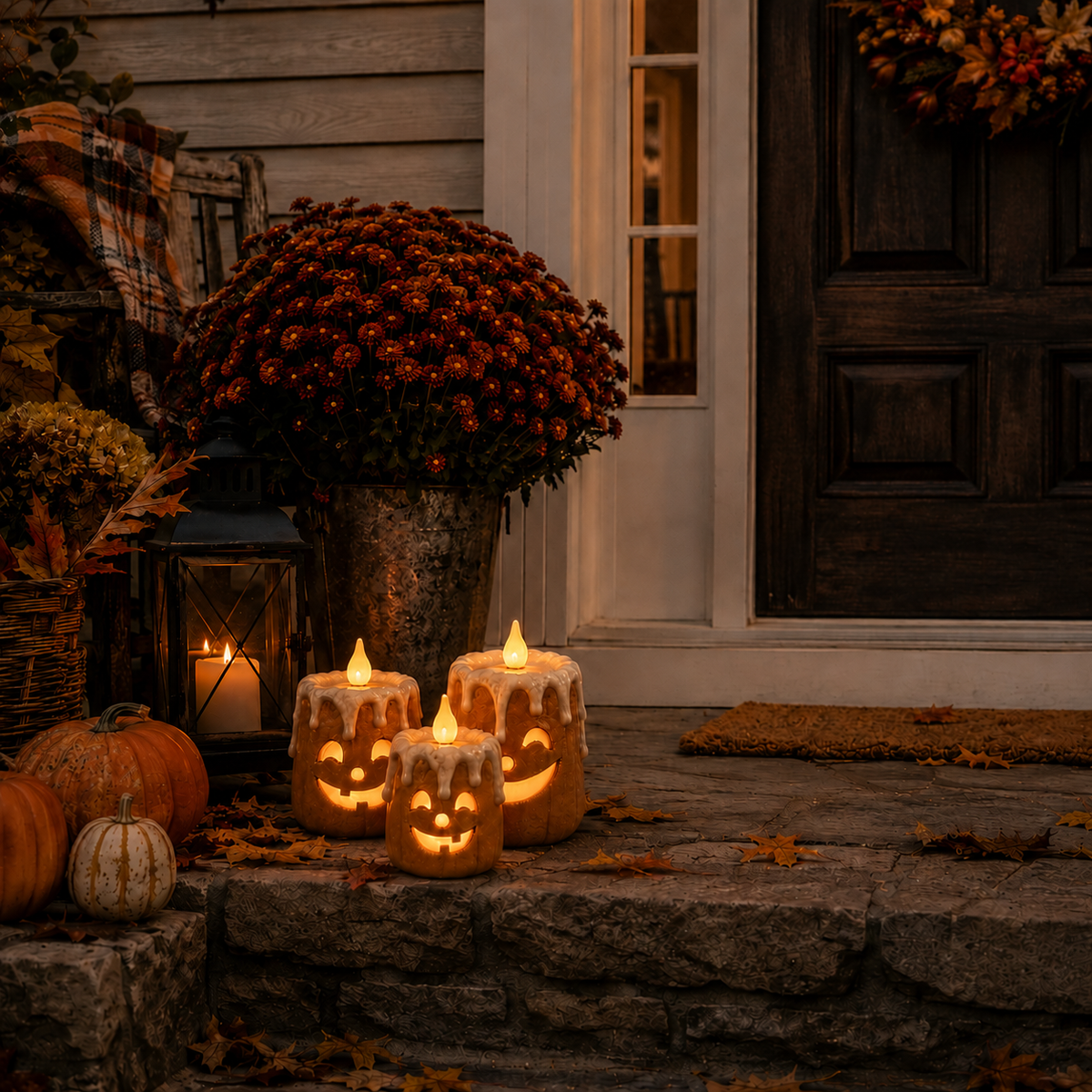 Lighted Autumn Pumpkin Candle Set – Ventayo
