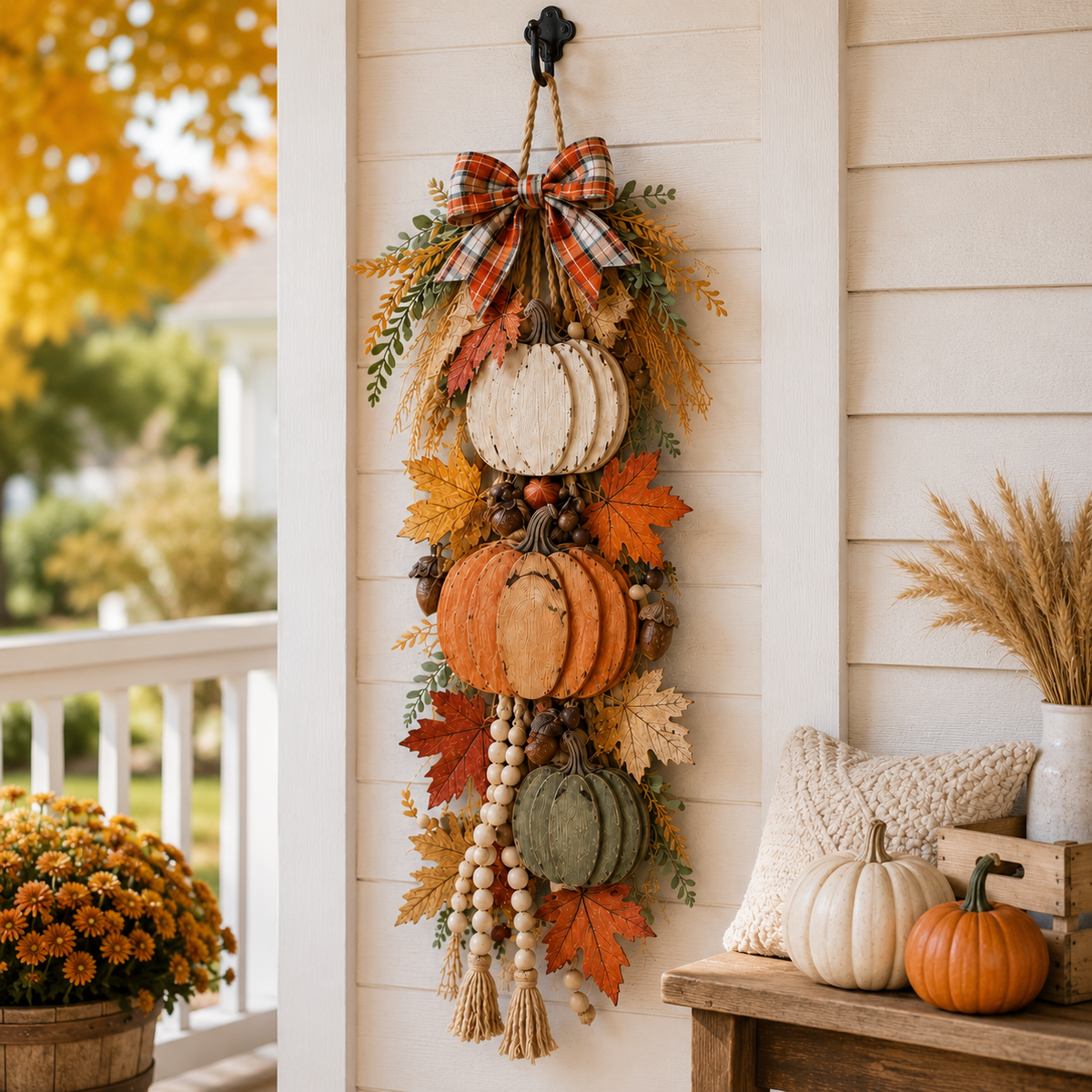 Wooden Pumpkin Porch Hanging Decor – Ventayo