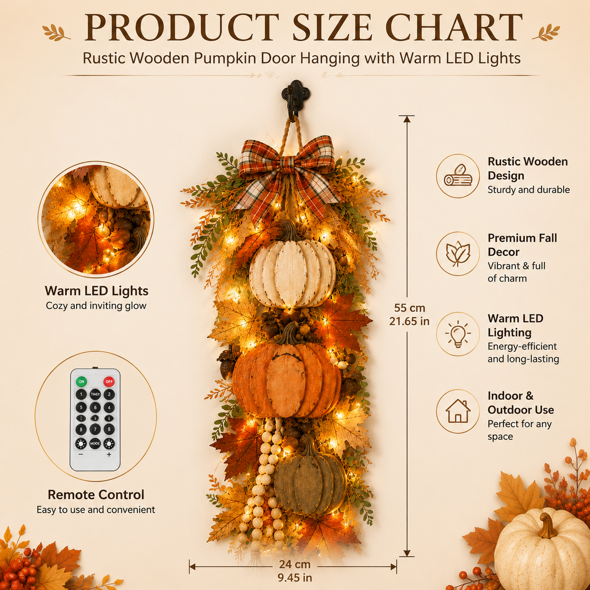 Wooden Pumpkin Porch Hanging Decor – Ventayo