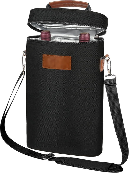 Ventayo – Insulated Dual Wine Bottle Carrier Bag with Padded Divider | Leakproof Design for Optimal Temperature