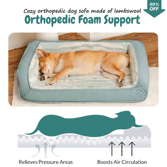 Canapé orthopédique confortable pour chien avec housse douce en laine d'agneau