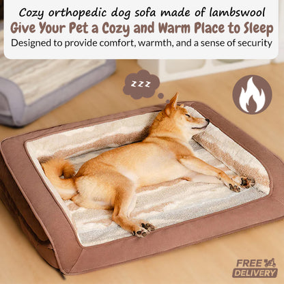 Cozy Orthopedic Dog Sofa with Soft Lambswool Cover