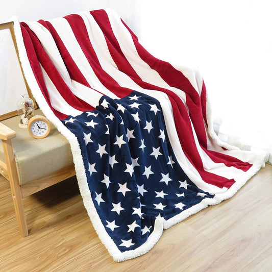 Ventayo – Cozy Patriotic Fleece Blanket with Ultra-Soft Faux Lambswool Back | Perfect for Indoor Comfort and Outdoor Adventures