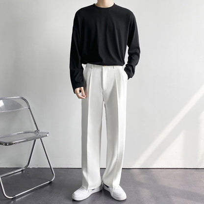 GUNSAN Fitted Trousers – Men’s Tailored Formal Pants with Pleats and Belt Loops