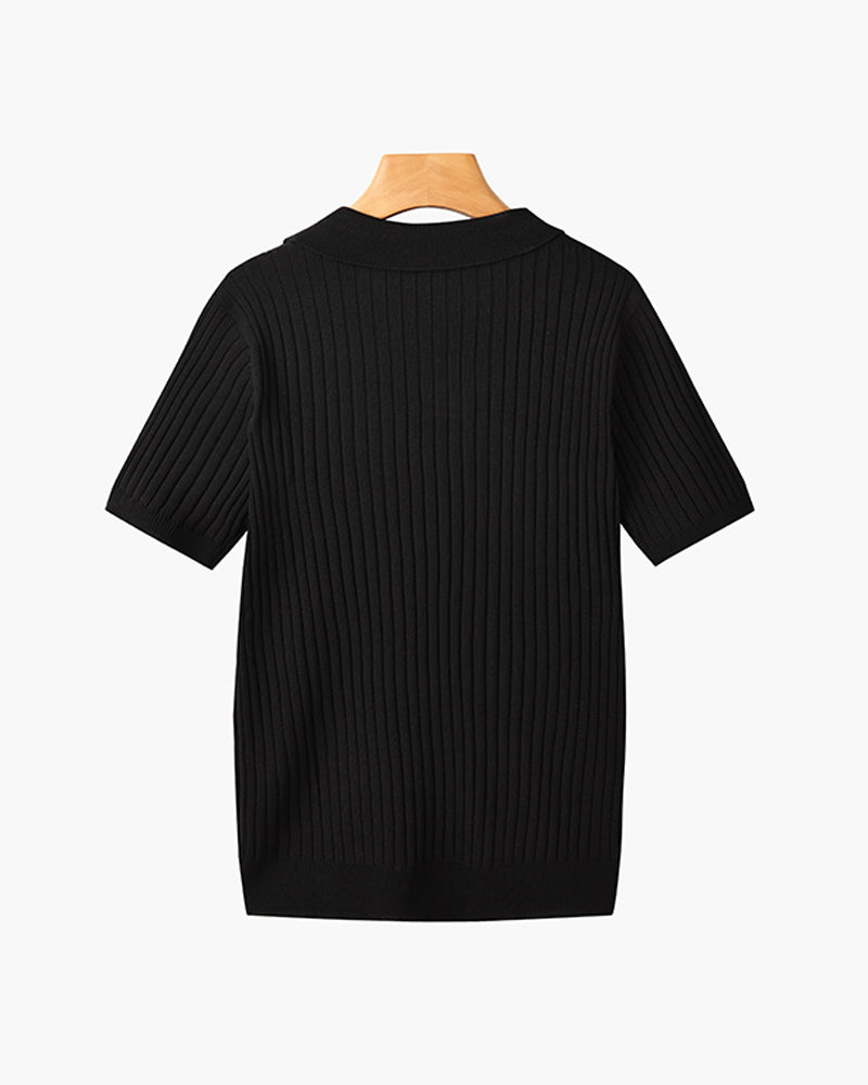CHUNCHEON Casual Polo – Men’s Cotton-Blend V-Neck Polo Shirt with Ribbed Texture