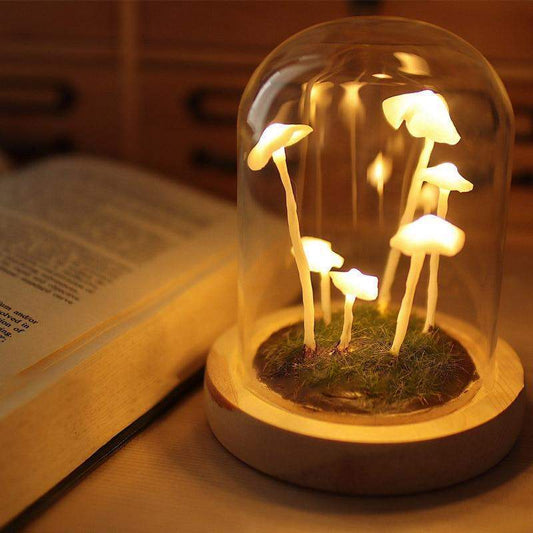 Setas DIY en bosques con luz