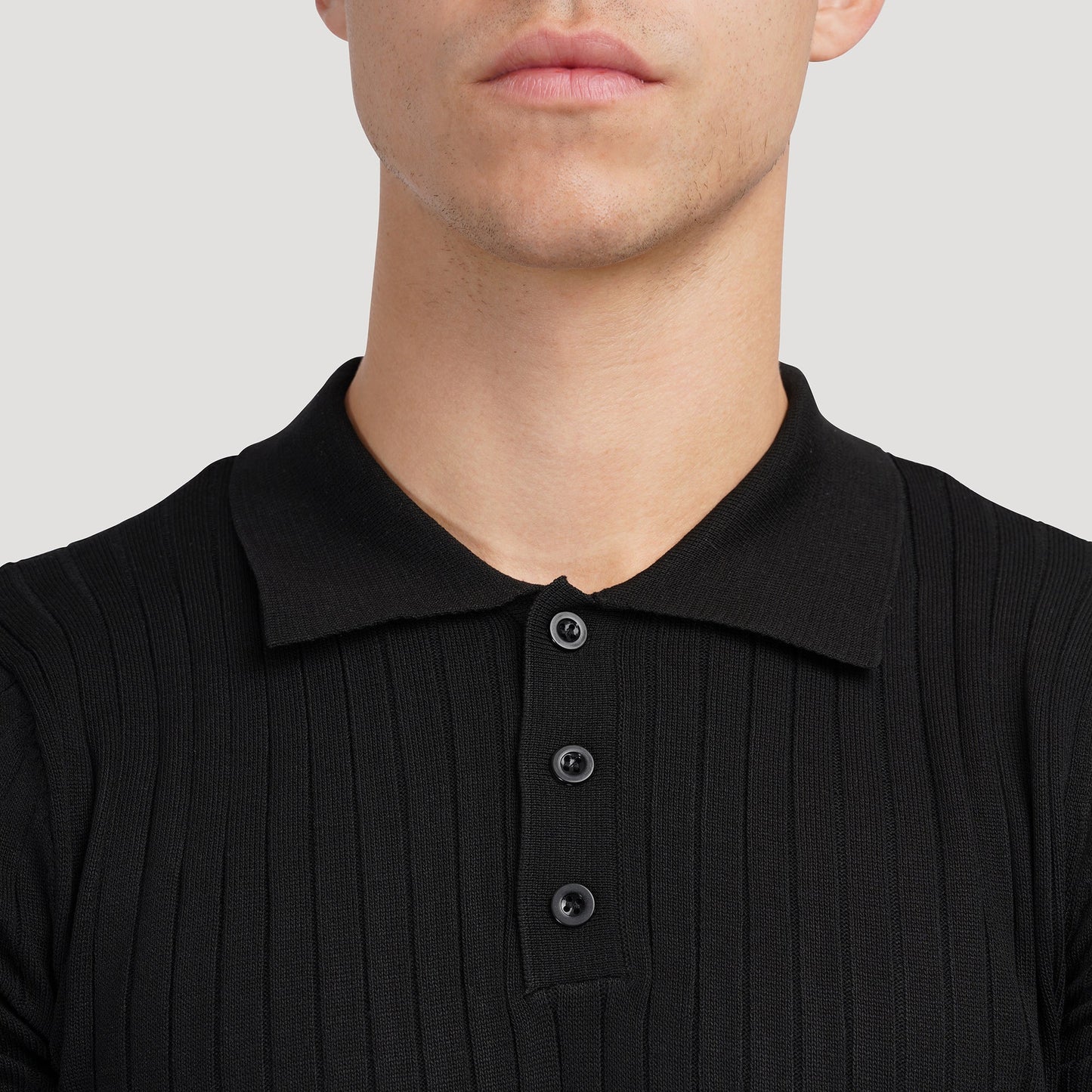 GIMCHEON Knitted Polo Shirt – Men’s 100% Cotton Ribbed Short Sleeve Polo with Button Closure