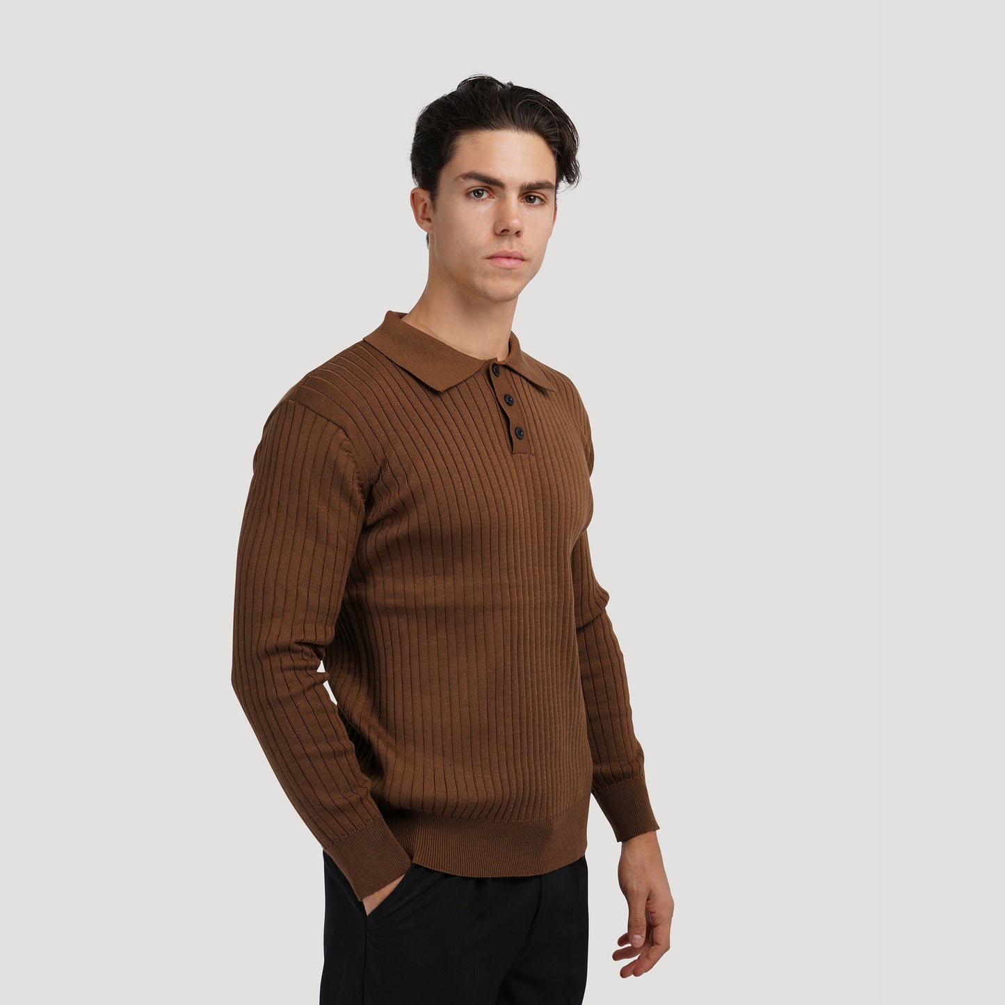 SEOJIN Old Money Polo – Men’s 100% Cotton Buttoned Collar Long Sleeve Polo Shirt