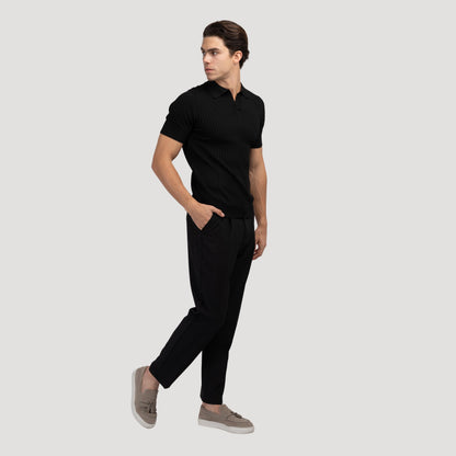 CHUNCHEON Casual Polo – Men’s Cotton-Blend V-Neck Polo Shirt with Ribbed Texture