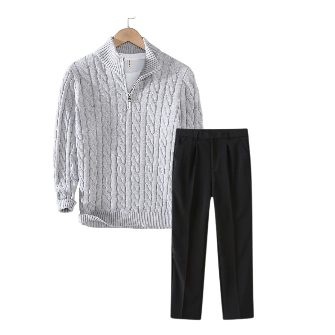 Winter Outfit – City Walk | Men's Sweater & Trousers Outfit Bundle – Stylish & Warm