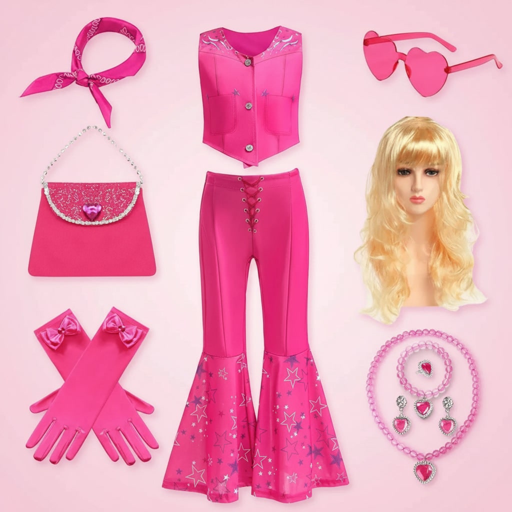 Ventayo – Disco Party Set | Girls' Flared Pants Costume with Stylish Top | Fun Outfit for Halloween and Themed Events