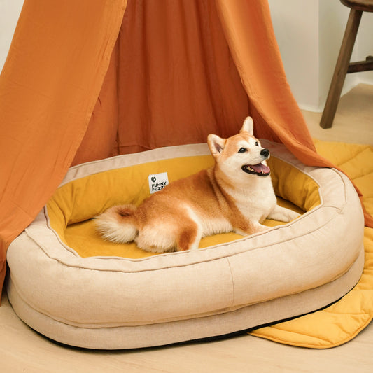 Panier apaisant en forme de beignet pour chien