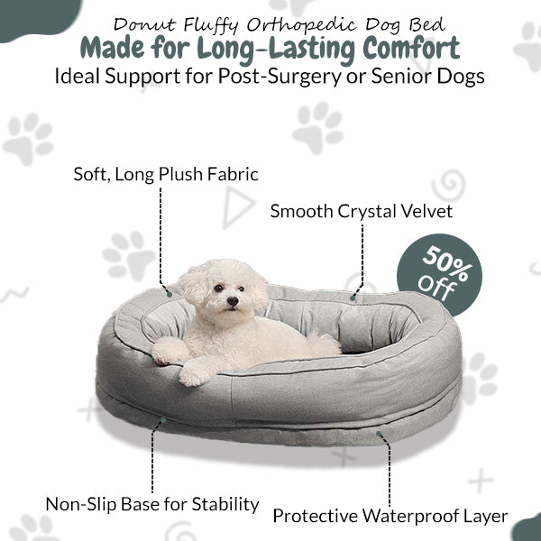 Donut-Shaped Fluffy Orthopedic Dog & Cat Bed