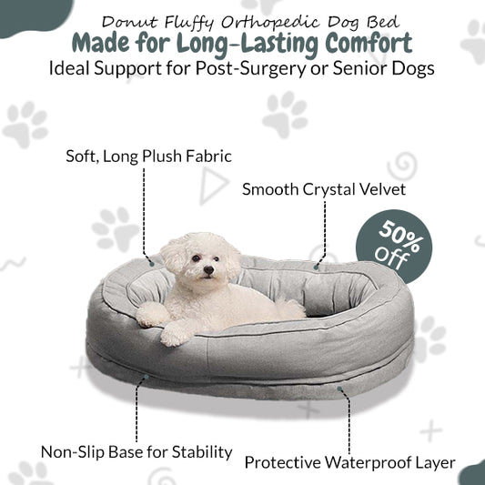 Lit orthopédique moelleux en forme de beignet pour chien et chat