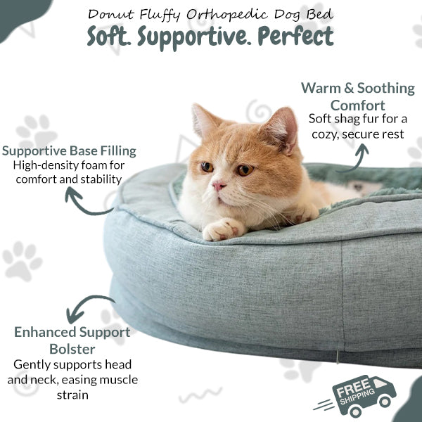 Donut-Shaped Fluffy Orthopedic Dog & Cat Bed