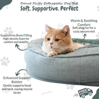 Donut-Shaped Fluffy Orthopedic Dog & Cat Bed