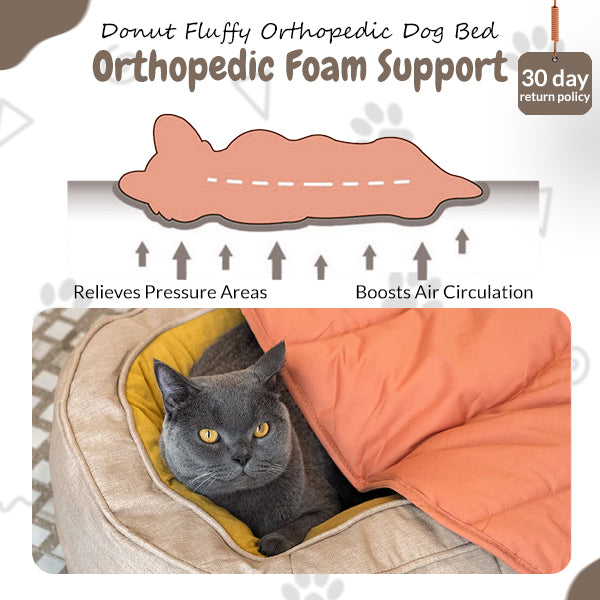 Donut-Shaped Fluffy Orthopedic Dog & Cat Bed