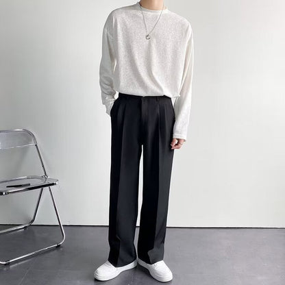 GUNSAN Fitted Trousers – Men’s Tailored Formal Pants with Pleats and Belt Loops