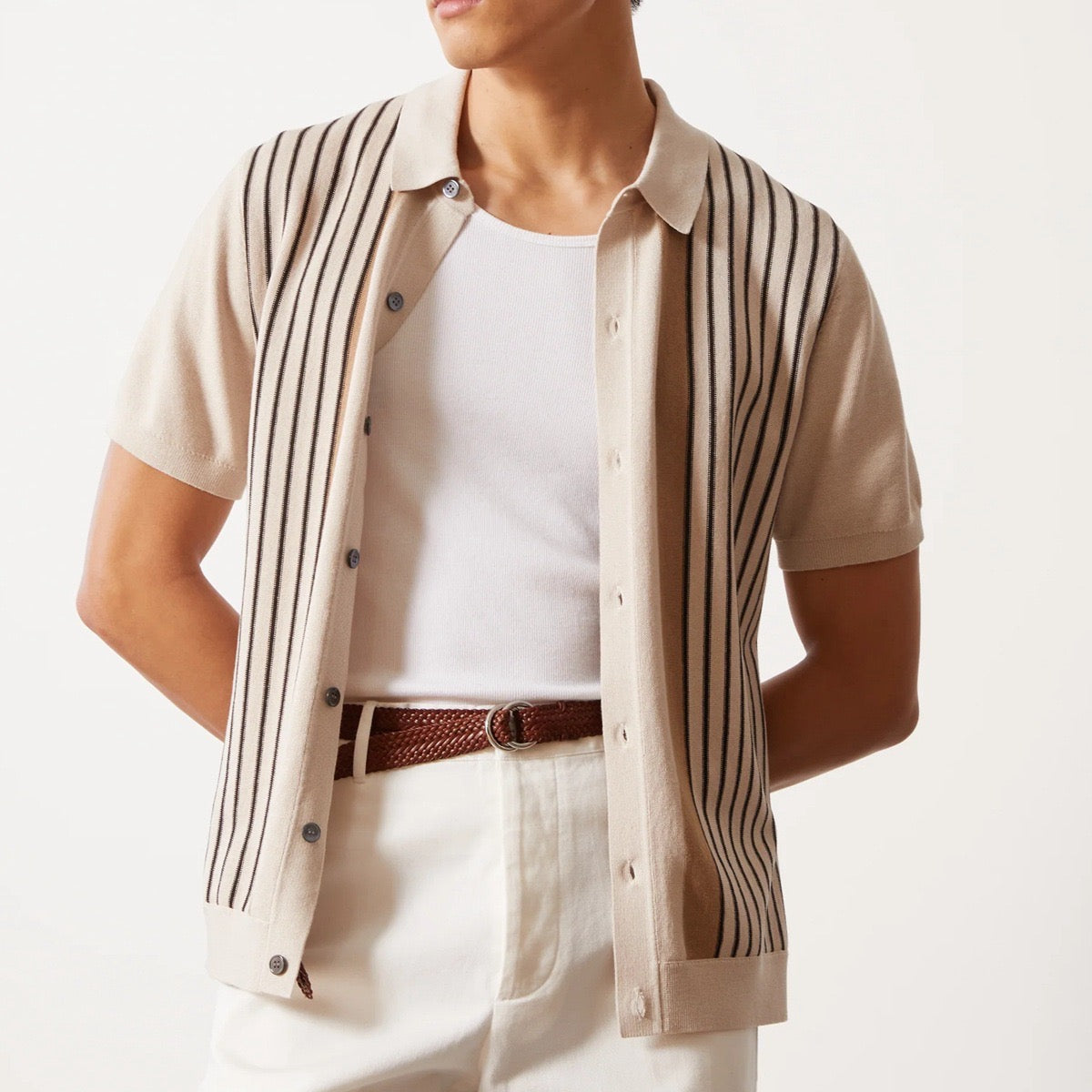 ST BARTH Men’s Knit Polo Shirt – Soft Cotton Blend, Classic Collar & Button Placket