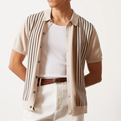 ST BARTH Men’s Knit Polo Shirt – Soft Cotton Blend, Classic Collar & Button Placket