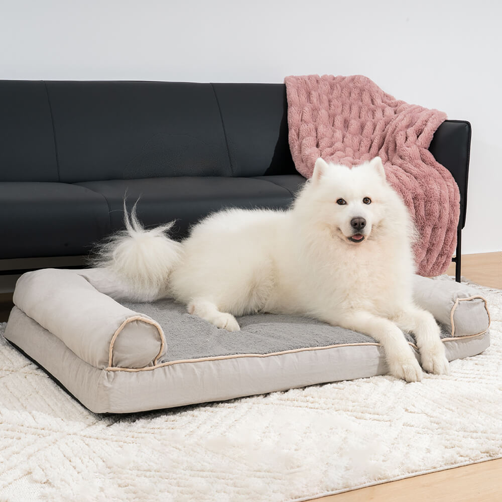 Full-Support Orthopedic Dog Bed with Faux Fleece & Suede