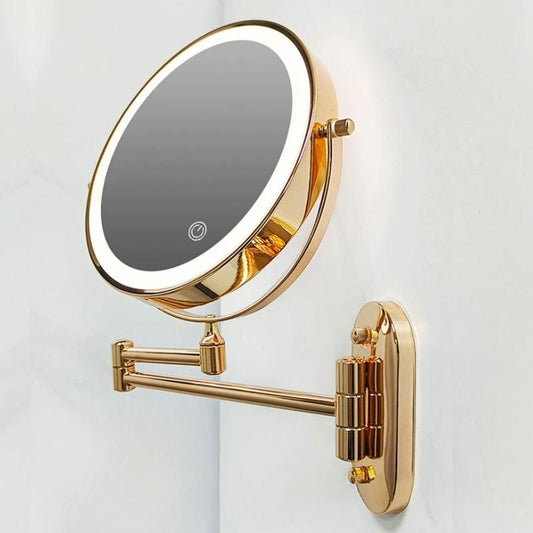 Ventayo – Elegant Gold | Rechargeable LED Makeup Mirror with 3 Color Lighting | Dual-Face Magnifying Mirror for Perfect Grooming