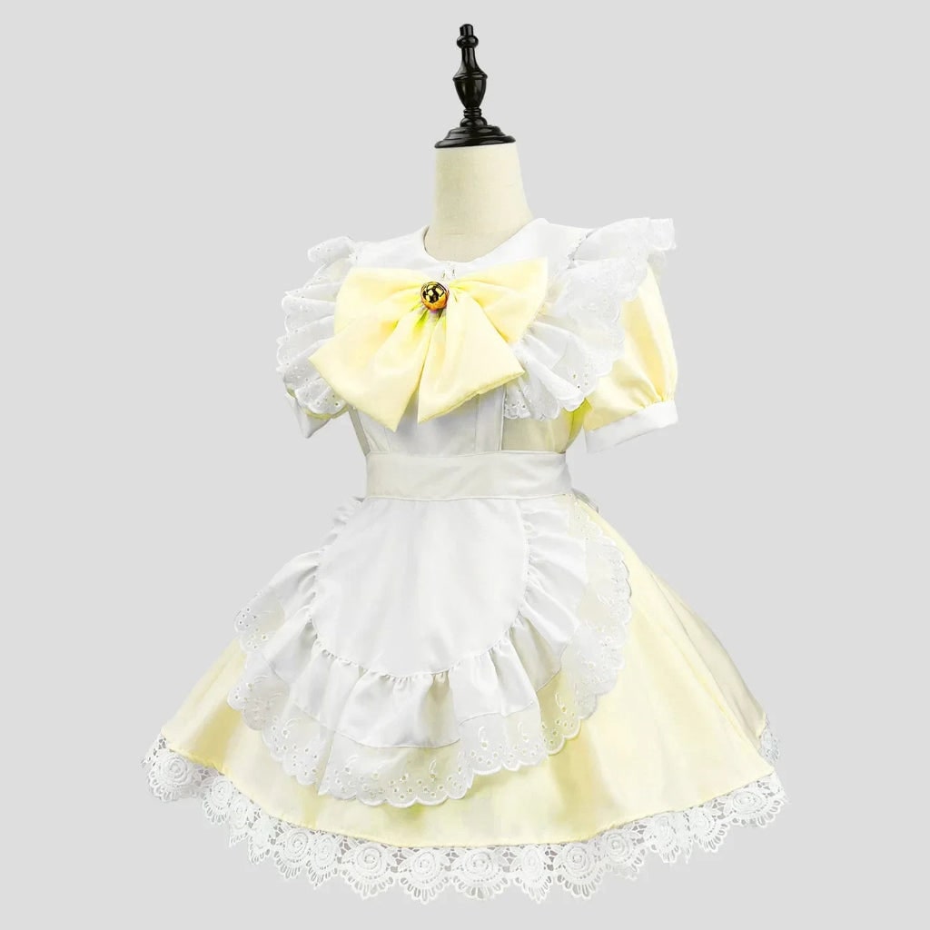 Ventayo – Elegant Gothic Maid Costume Set with Ruffled Dress & Apron for Halloween