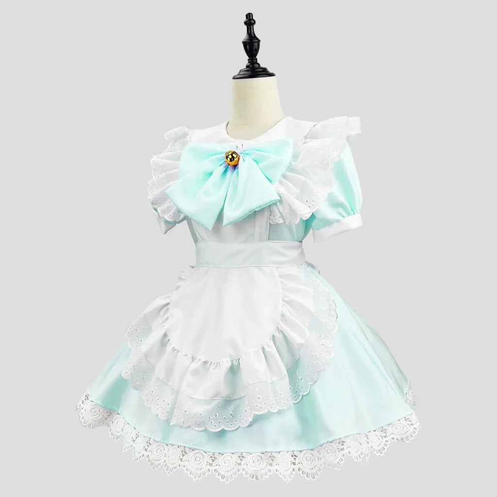 Ventayo – Elegant Gothic Maid Costume Set with Ruffled Dress & Apron for Halloween