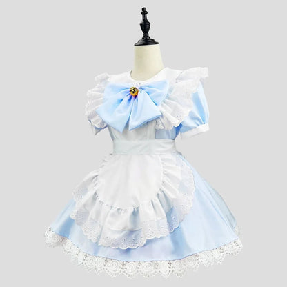 Ventayo – Elegant Gothic Maid Costume Set with Ruffled Dress & Apron for Halloween