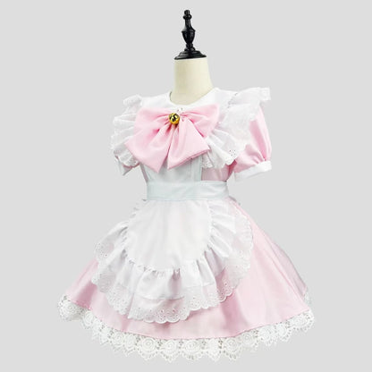 Ventayo – Elegant Gothic Maid Costume Set with Ruffled Dress & Apron for Halloween