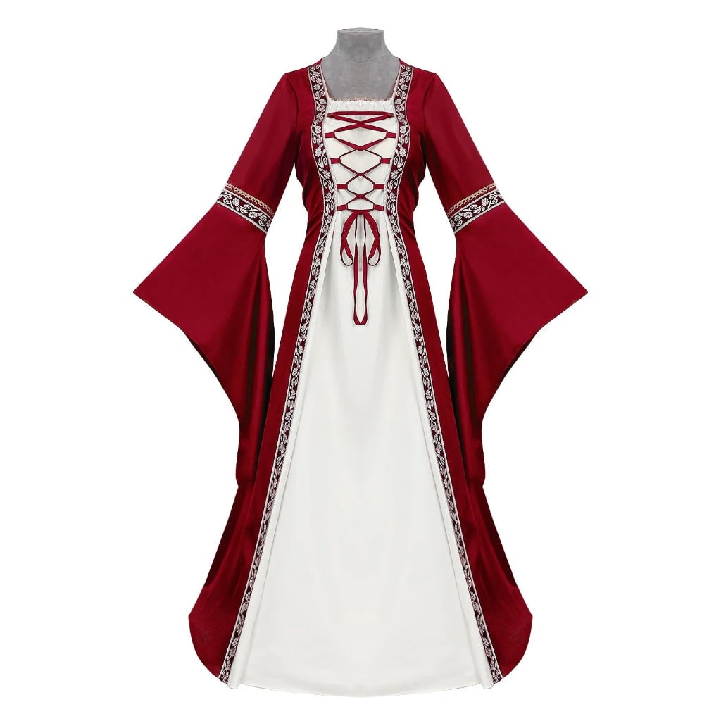 Ventayo – Elegant Medieval Dress Costume for Women with Lace-Up Design | Perfect for Halloween and Themed Events