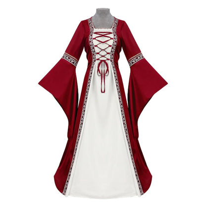 Ventayo – Elegant Medieval Dress Costume for Women with Lace-Up Design | Perfect for Halloween and Themed Events