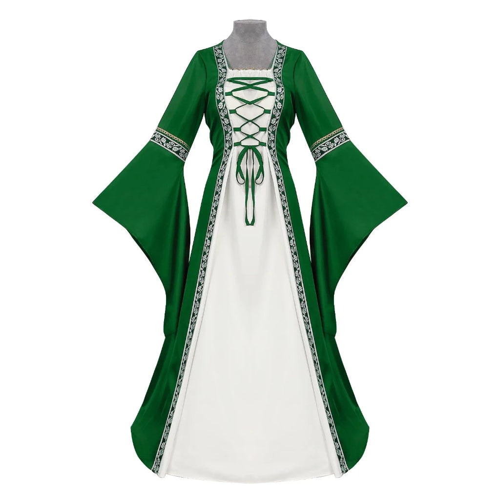 Ventayo – Elegant Medieval Dress Costume for Women with Lace-Up Design | Perfect for Halloween and Themed Events