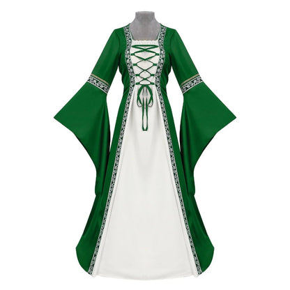 Ventayo – Elegant Medieval Dress Costume for Women with Lace-Up Design | Perfect for Halloween and Themed Events