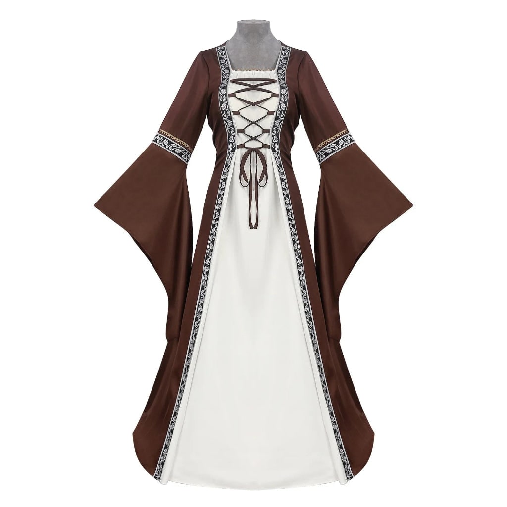 Ventayo – Elegant Medieval Dress Costume for Women with Lace-Up Design | Perfect for Halloween and Themed Events
