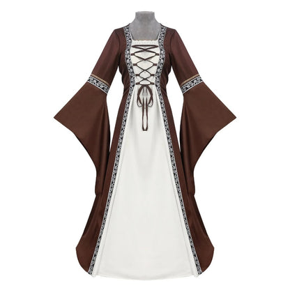 Ventayo – Elegant Medieval Dress Costume for Women with Lace-Up Design | Perfect for Halloween and Themed Events