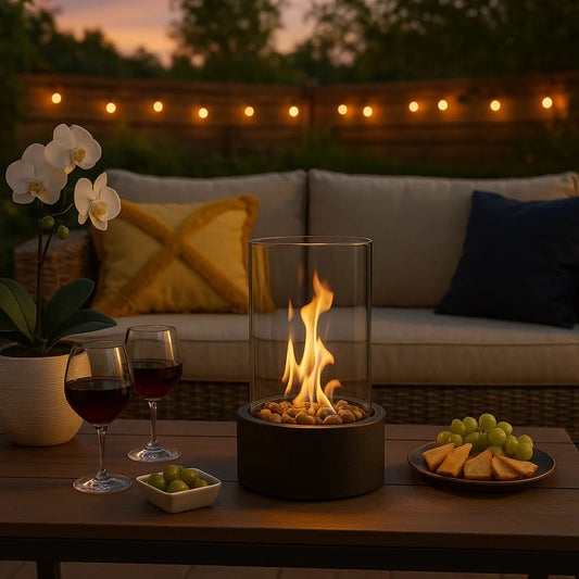 Ventayo – Elegant Portable Tabletop Fire Bowl with Glass Panels | Cozy Ambiance for Any Room