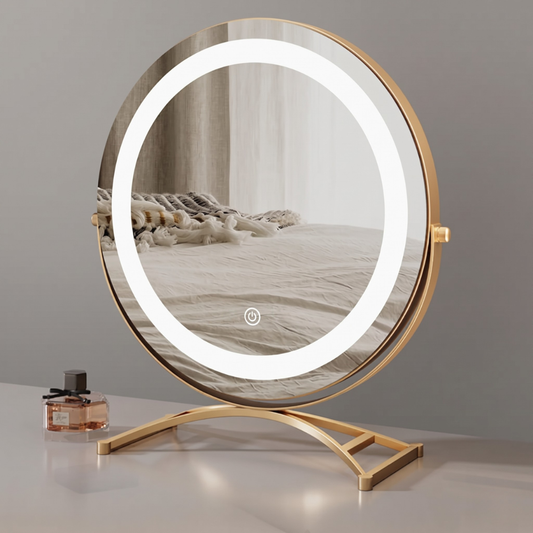 Ventayo – Elegant Touch | Lighted Makeup Mirror with 360° Rotation & Tri-Tone Lighting | Cordless Design for Versatile Grooming