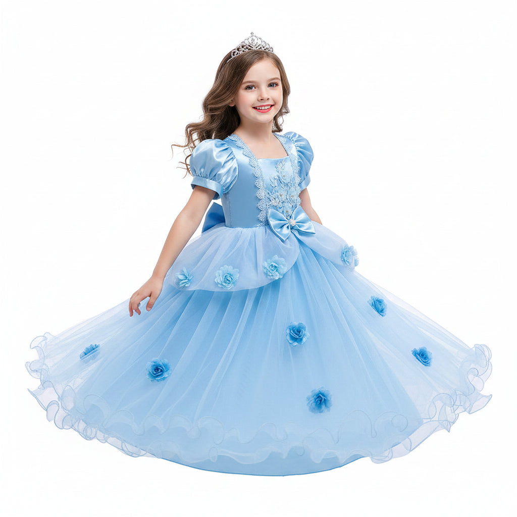 Ventayo – Enchanting Princess Dress | Girls' Lace Party Gown with Puff Sleeves | Perfect for Halloween and Special Events