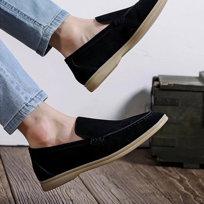 GEONWOO Old Money Suede Loafers – Men’s Premium Slip-On Suede Dress Shoes with Removable Insole