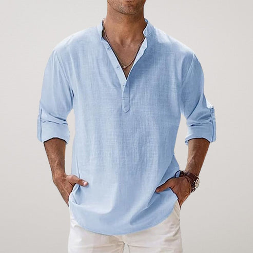 CAPRI Men’s Linen Summer Shirt – Breathable 100% Linen with Rolled-Up Sleeves