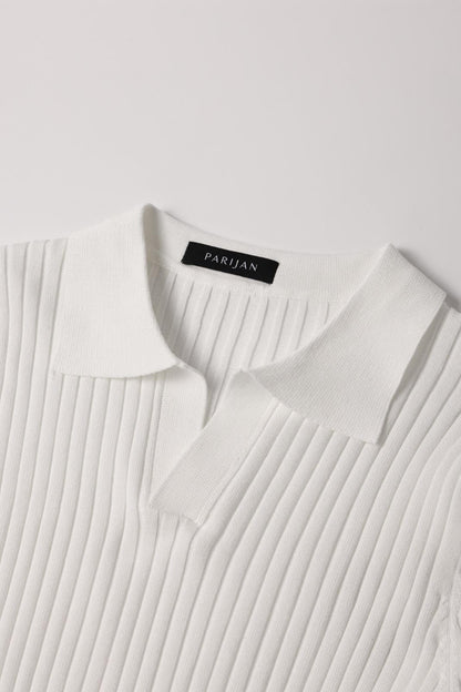 CHUNCHEON Casual Polo – Men’s Cotton-Blend V-Neck Polo Shirt with Ribbed Texture