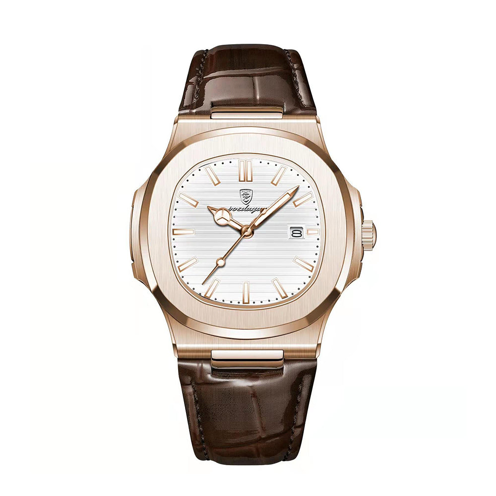 GENEVA Leather Watch – Men’s 41mm Chronograph Stainless Steel Case Watch with Leather Strap