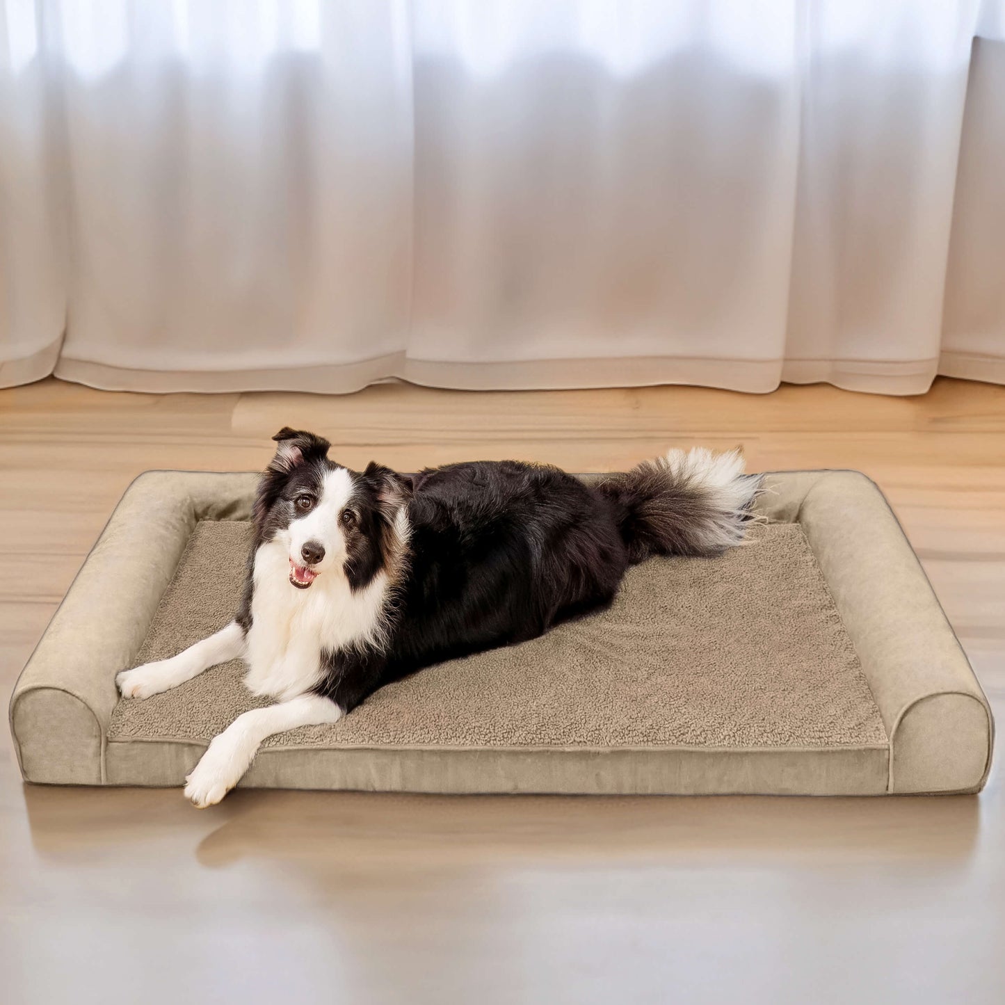 Full-Support Orthopedic Dog Bed with Faux Fleece & Suede