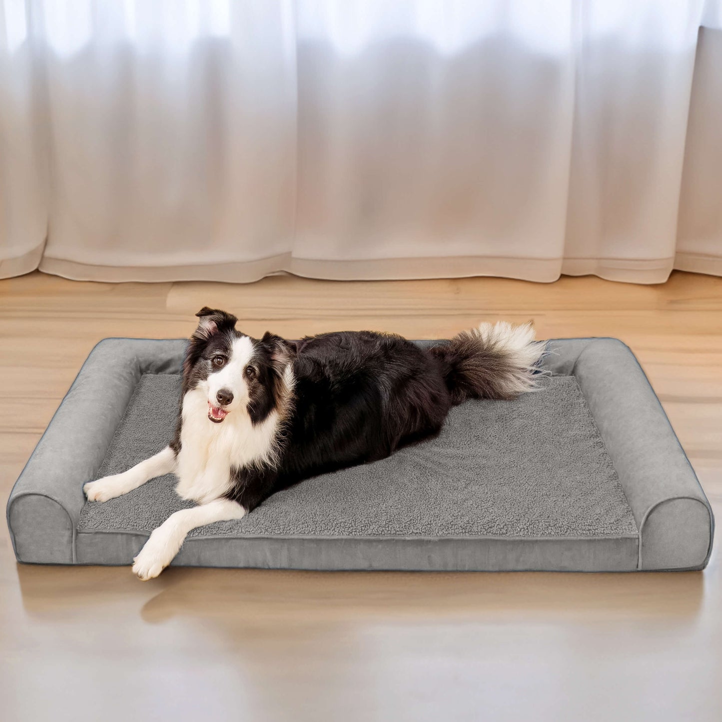 Full-Support Orthopedic Dog Bed with Faux Fleece & Suede