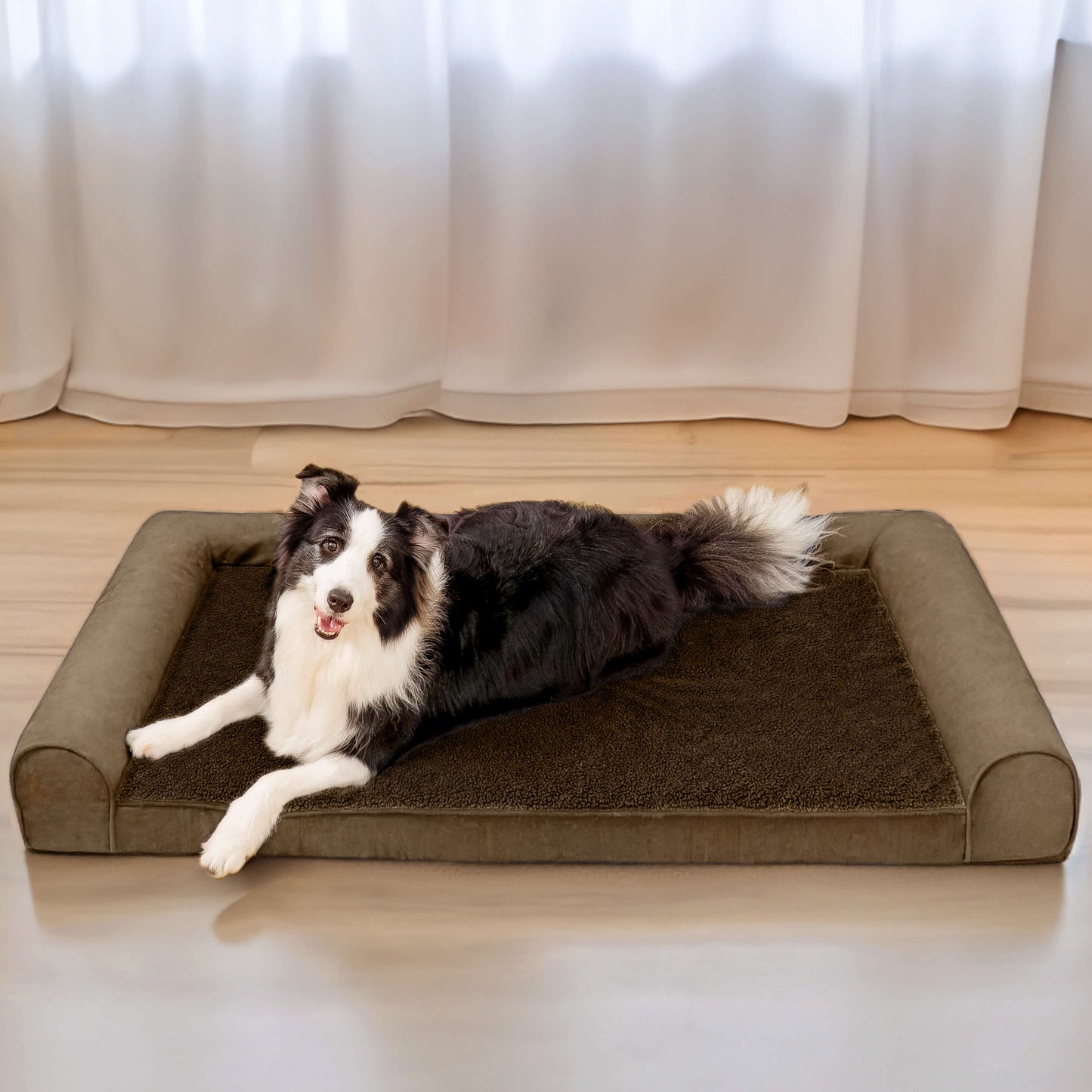 Full-Support Orthopedic Dog Bed with Faux Fleece & Suede