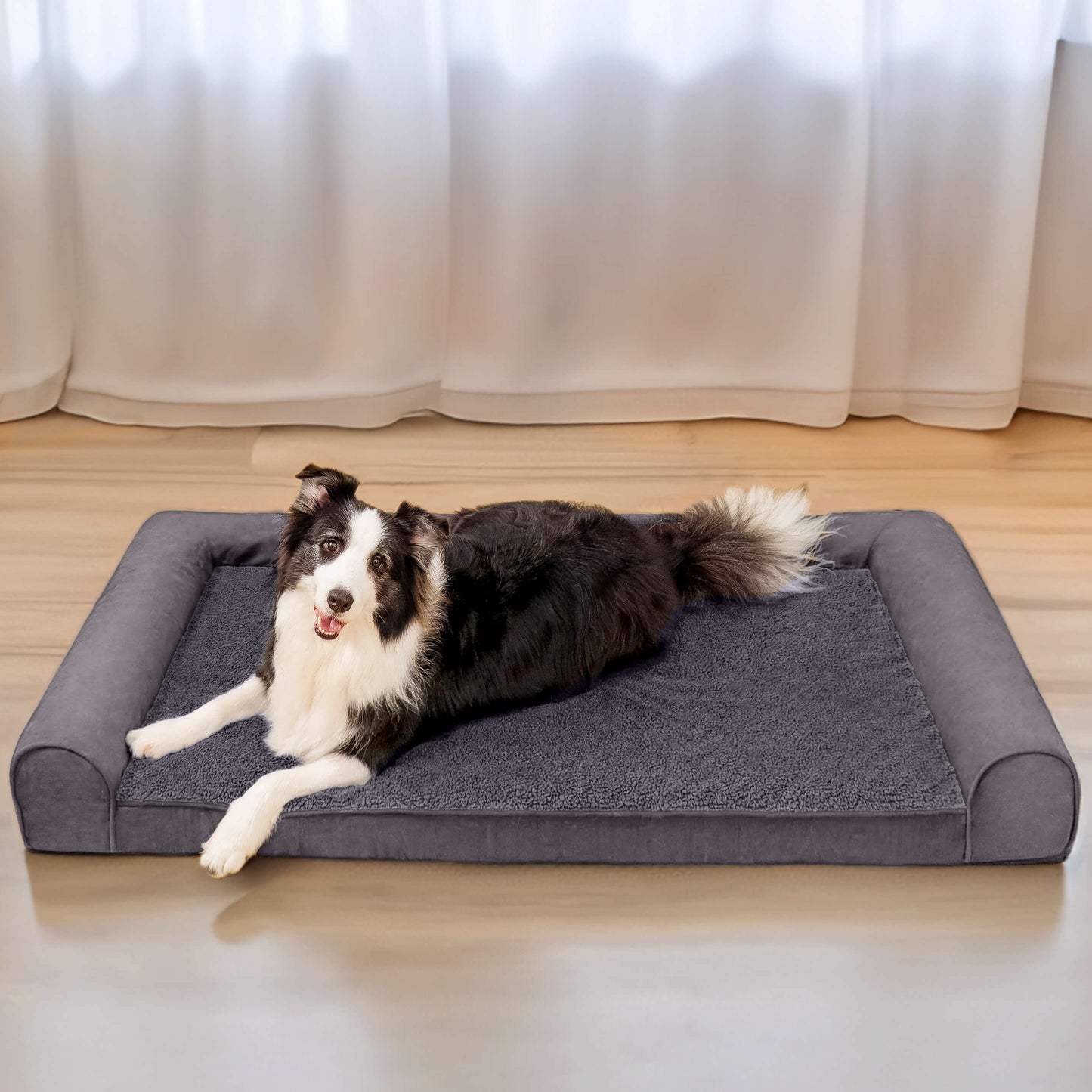 Full-Support Orthopedic Dog Bed with Faux Fleece & Suede