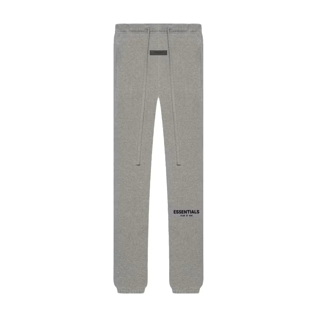 Gray sweatpants with 'ESSENTIALS' logo on a white background